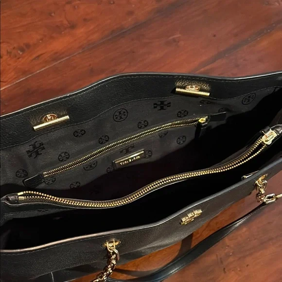 Tory Burch Marsden Black Leather Tote w/Gold Hardware - Picture 7 of 8